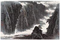 岑学恭 1982年作 峡山风景 立轴